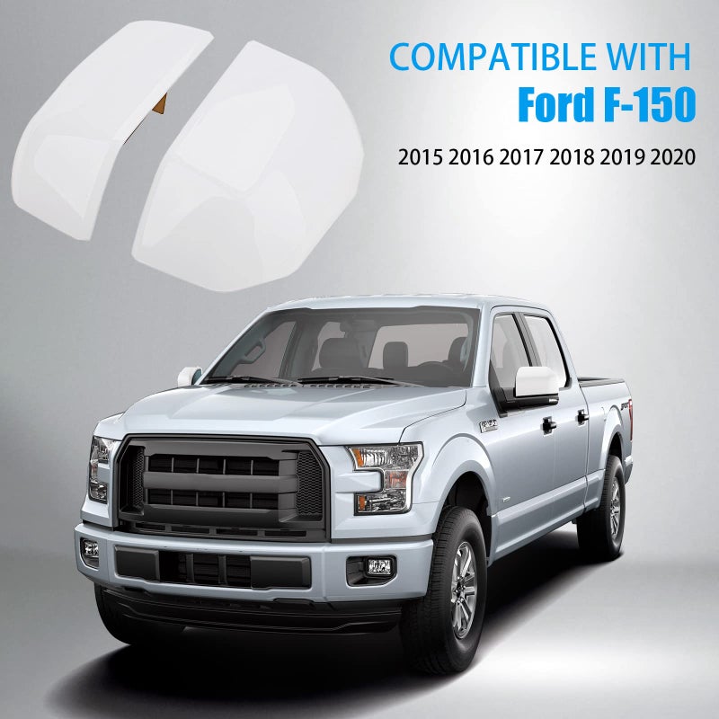 Tutor Auto Oxford White Mirror Cover Caps Compatible with Ford F150 2015 2016 2017 2018 2019 2020 Door Rear View Upgrade - Image 3
